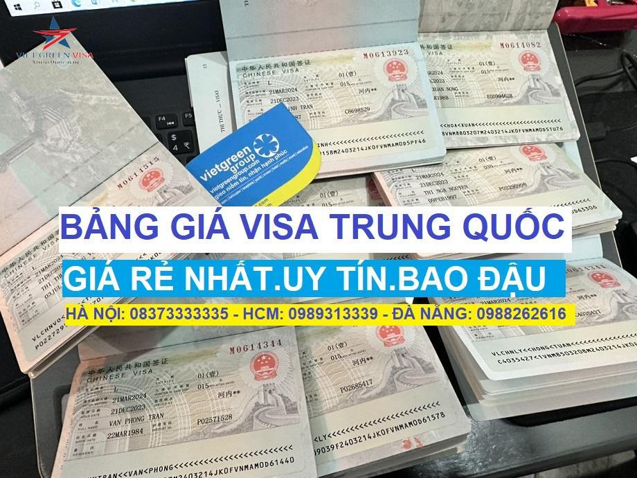 Bảng giá dịch vụ xin visa Trung Quốc 2024, dịch vụ visa Trung Quốc, Visa Trung Quốc, Viet Green Visa