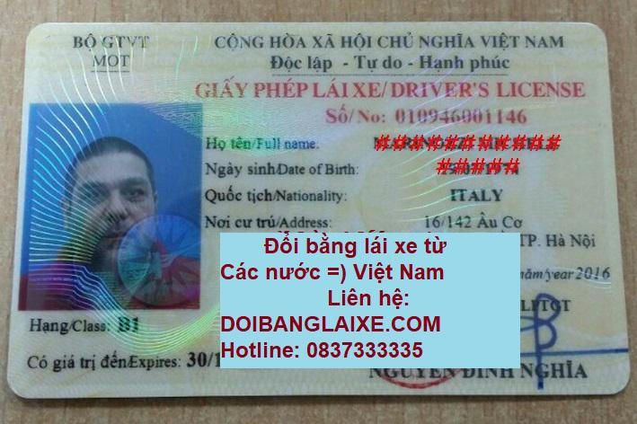 Đổi bằng lái xe Italia sang bằng lái xe Việt Nam trọn gói