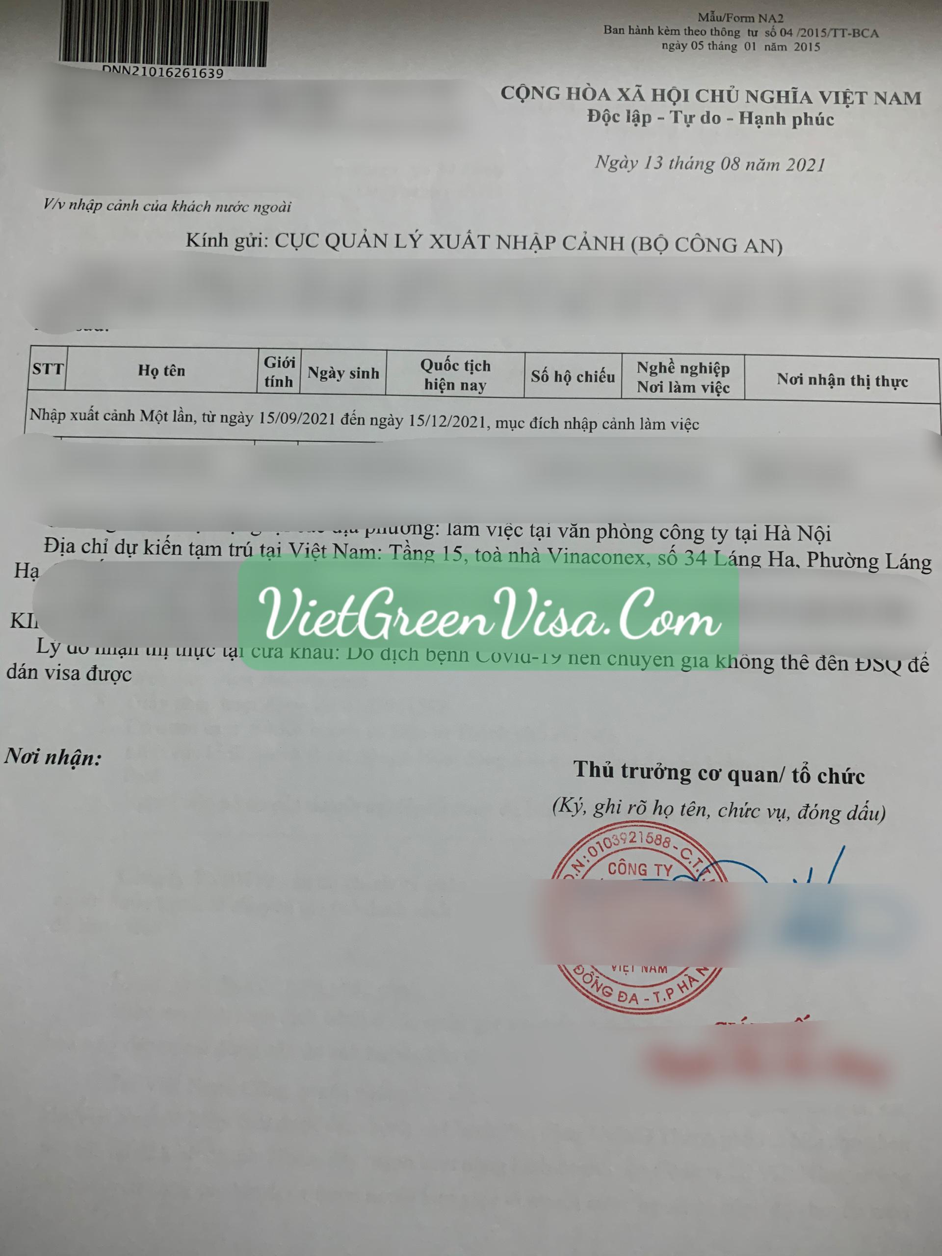 Tư vấn thủ tục công văn nhập cảnh cho chuyên gia vào Việt Nam