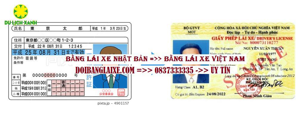 DỊCH VỤ ĐỔI BẰNG LÁI XE NHẬT BẢN SANG VIỆT NAM