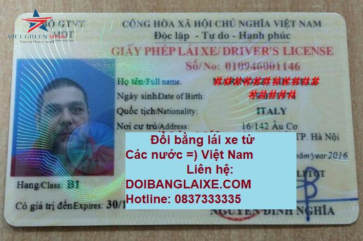 DỊCH VỤ ĐỔI BẰNG LÁI XE ITALIA SANG VIỆT NAM