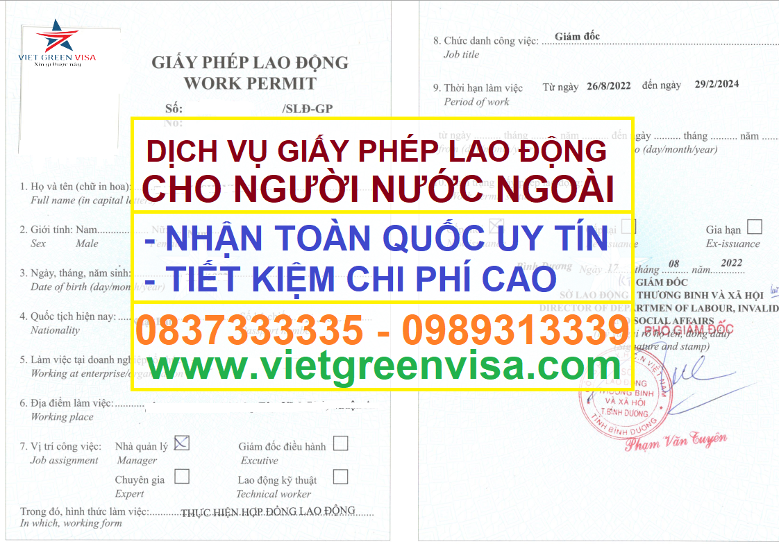 Dịch vụ làm giấy phép lao động tại Bình Dương uy tín