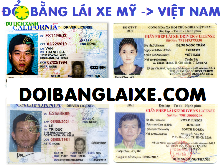 DỊCH VỤ ĐỔI BẰNG LÁI XE MỸ SANG VIỆT NAM