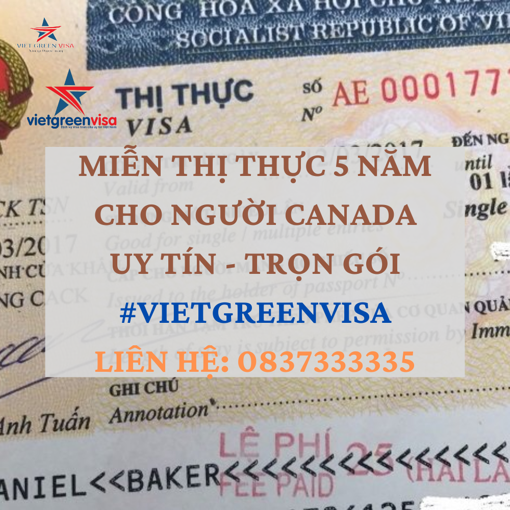 Giấy miễn thị thực, Giấy miễn thị thực cho người Canada, Viet Green Visa